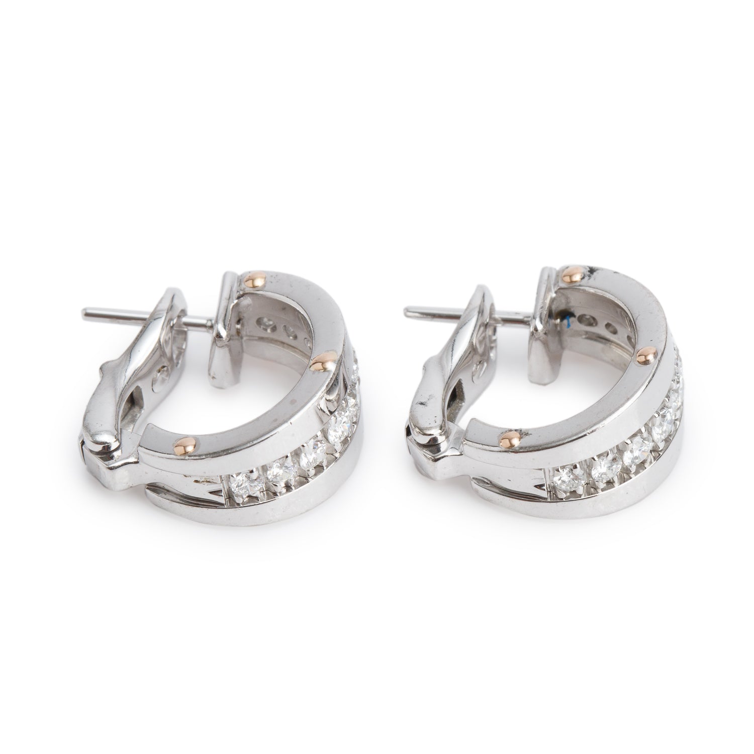 Chimento 18k White and Yellow Gold Diamond Huggie Earrings
