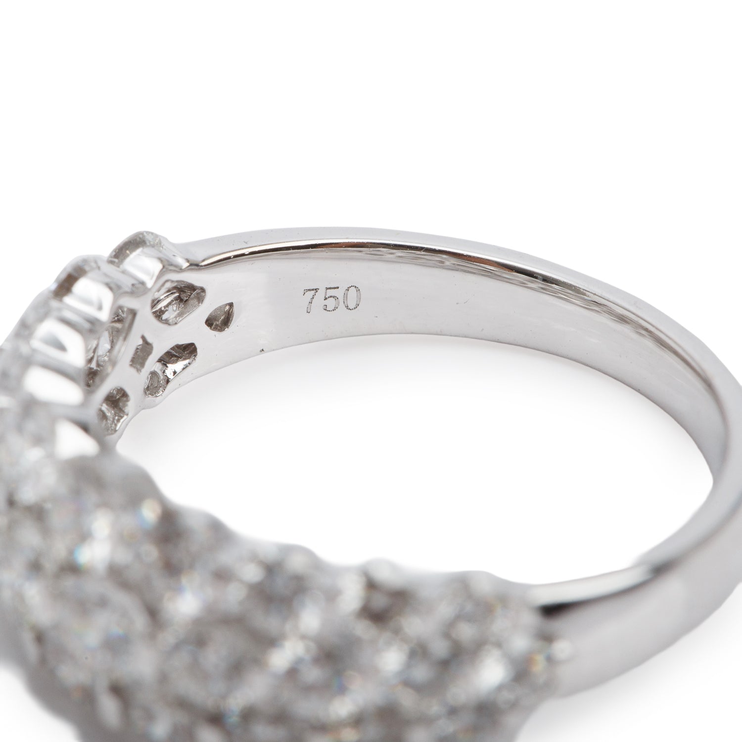 18k White Gold 2.26 tcw. Three Row Diamond Ring, Size 6.5