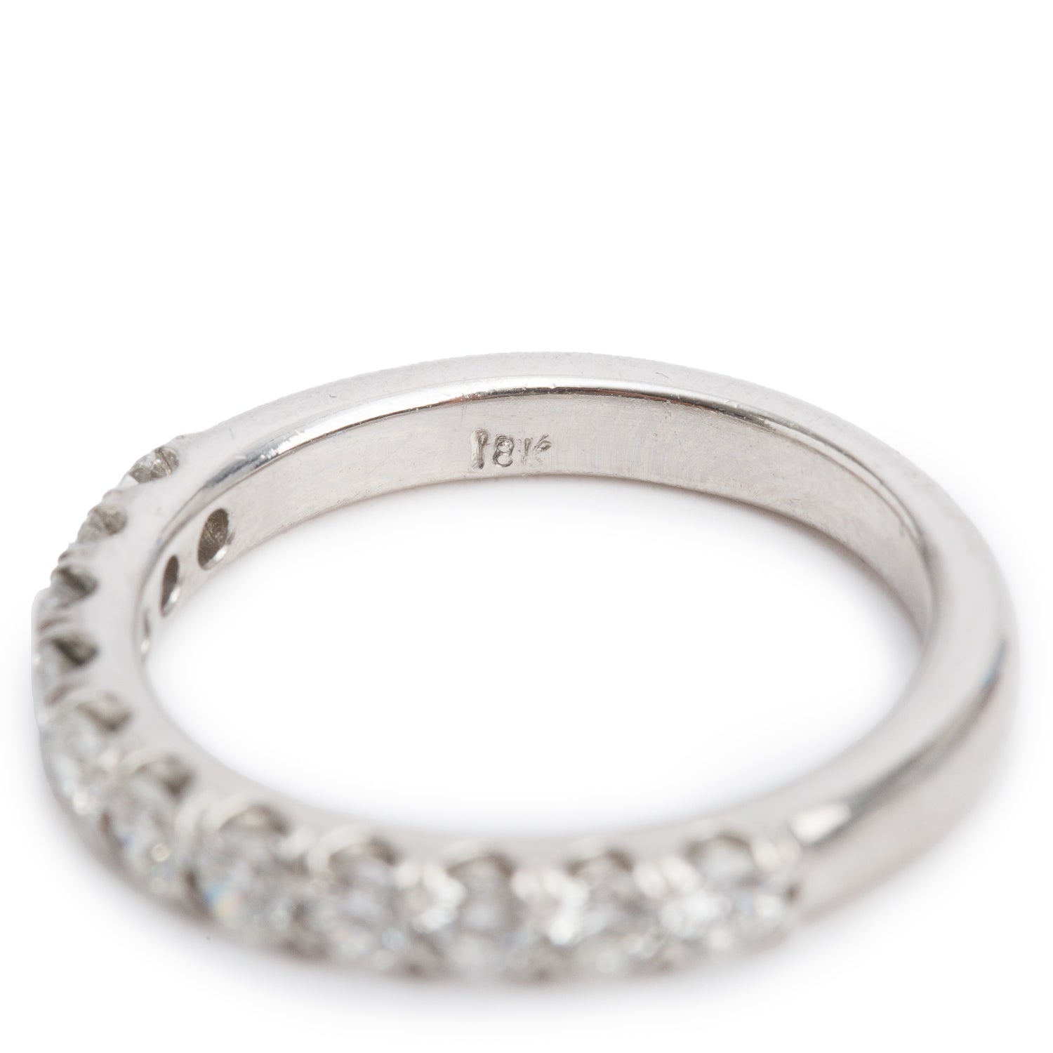 18k White Gold 0.66 tcw. Diamond Half Eternity Wedding Band Ring, Size 6