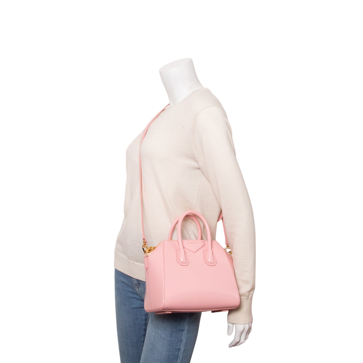 Givenchy 2025 Pink Shiny Lord Calfskin Leather Mini Antigona Bag w/ Strap