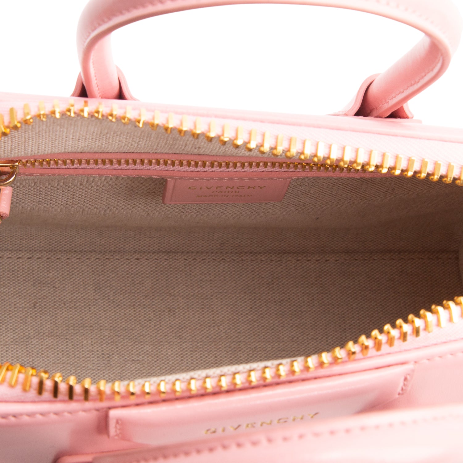 Givenchy 2025 Pink Shiny Lord Calfskin Leather Mini Antigona Bag w/ Strap