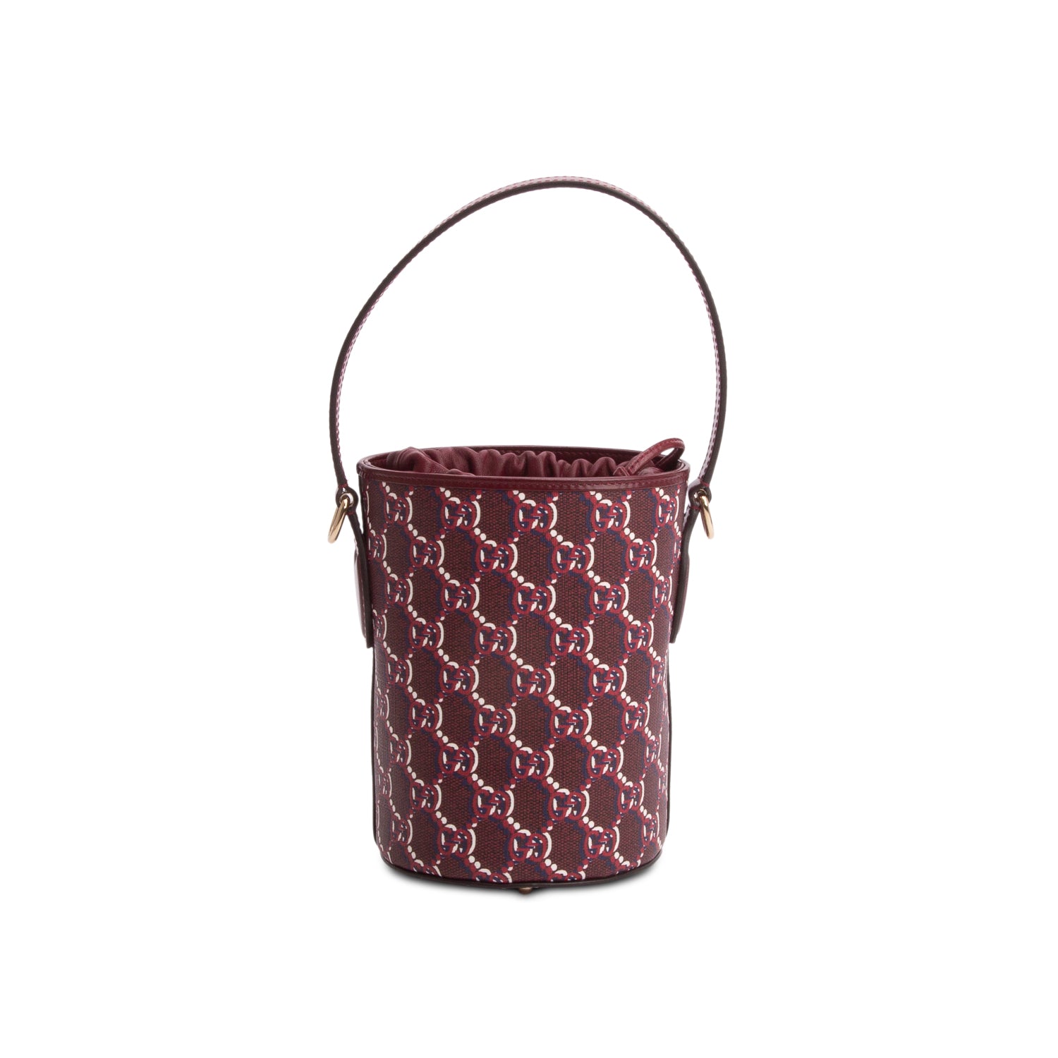 Gucci Red GG Shadow Monogram Mini Bucket Bag w/ Strap