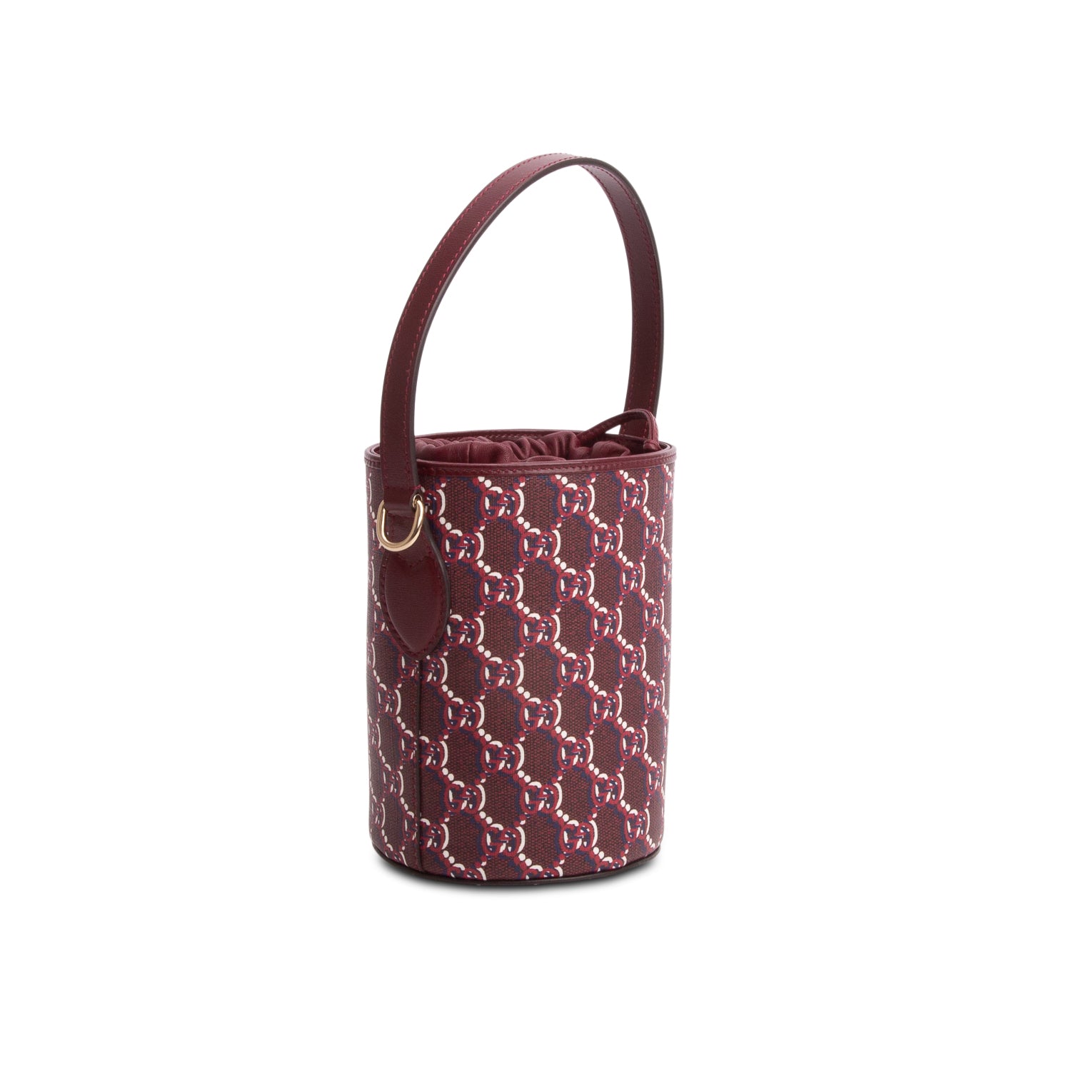 Gucci Red GG Shadow Monogram Mini Bucket Bag w/ Strap