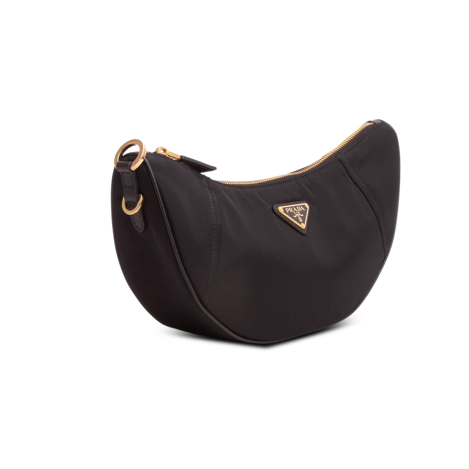 Prada Black Re-Nylon Demi-Lune Shoulder Bag w/ Straps