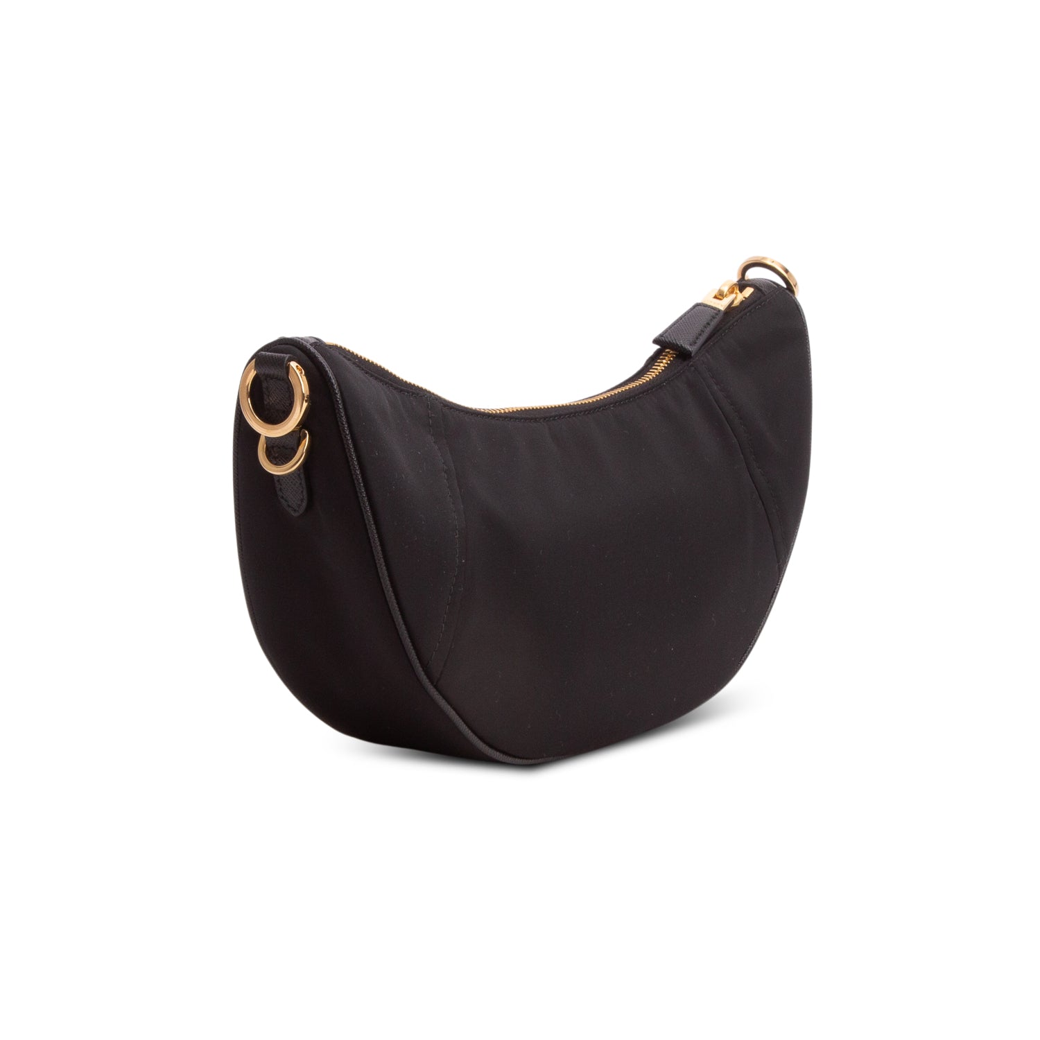 Prada Black Re-Nylon Demi-Lune Shoulder Bag w/ Straps