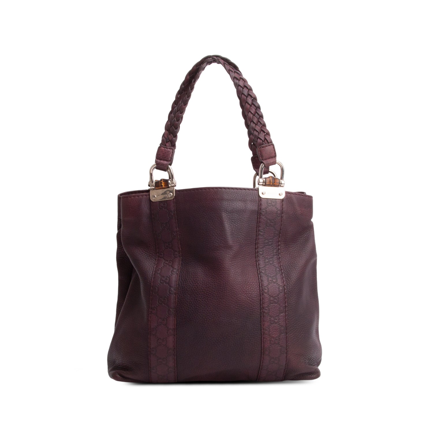 Gucci Brown Libeccio Medium Bamboo Bar Tote