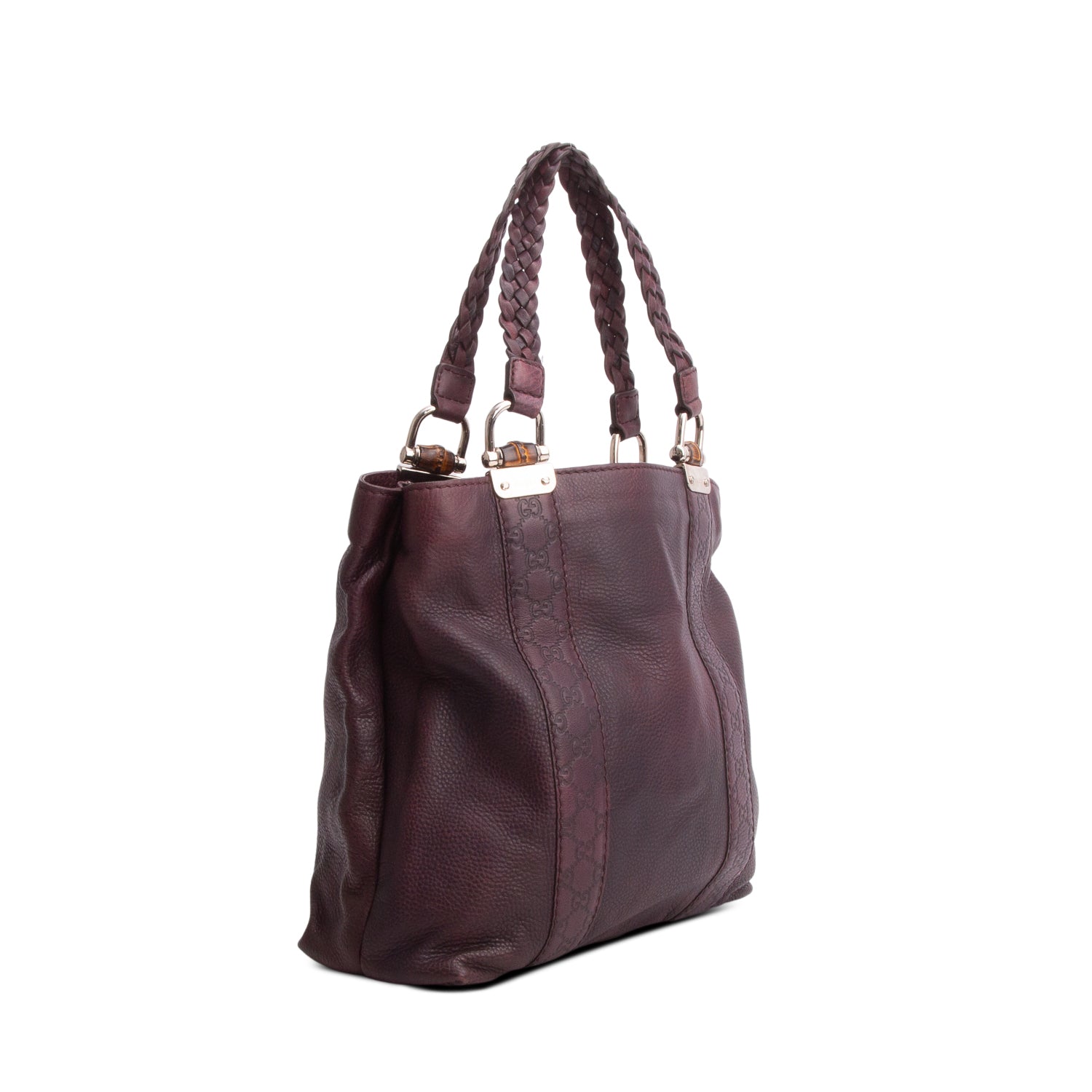 Gucci Brown Libeccio Medium Bamboo Bar Tote