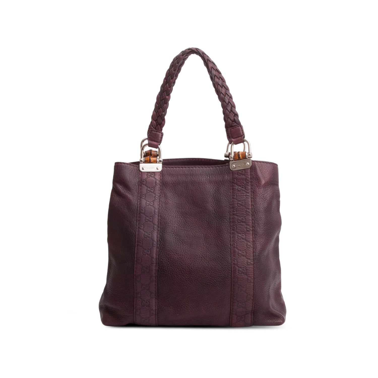 Gucci Brown Libeccio Medium Bamboo Bar Tote