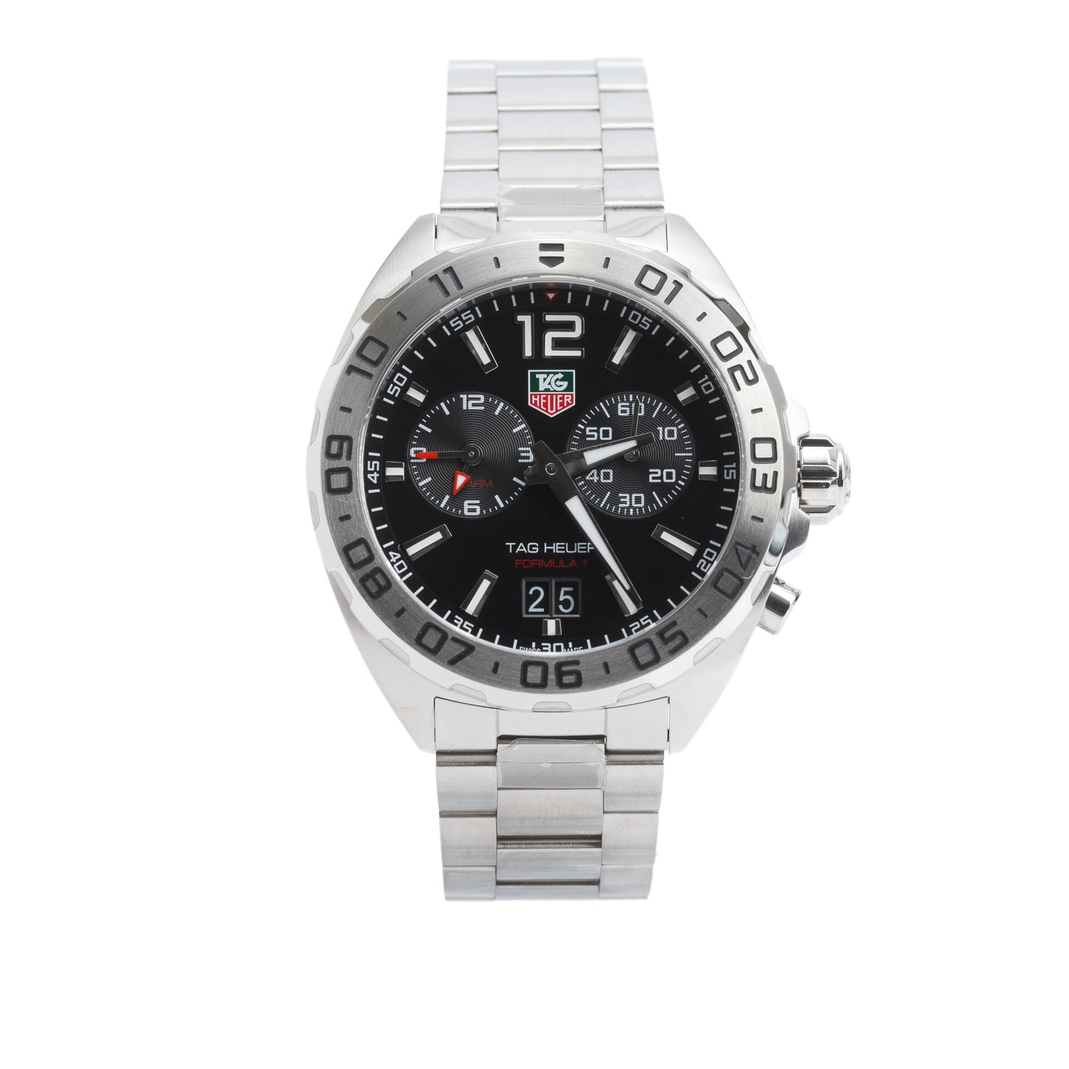 Tag Heuer Stainless Steel Formula 1 Date 41 MM Quartz Watch Black Dial WAZ111A w/ Box & Papers
