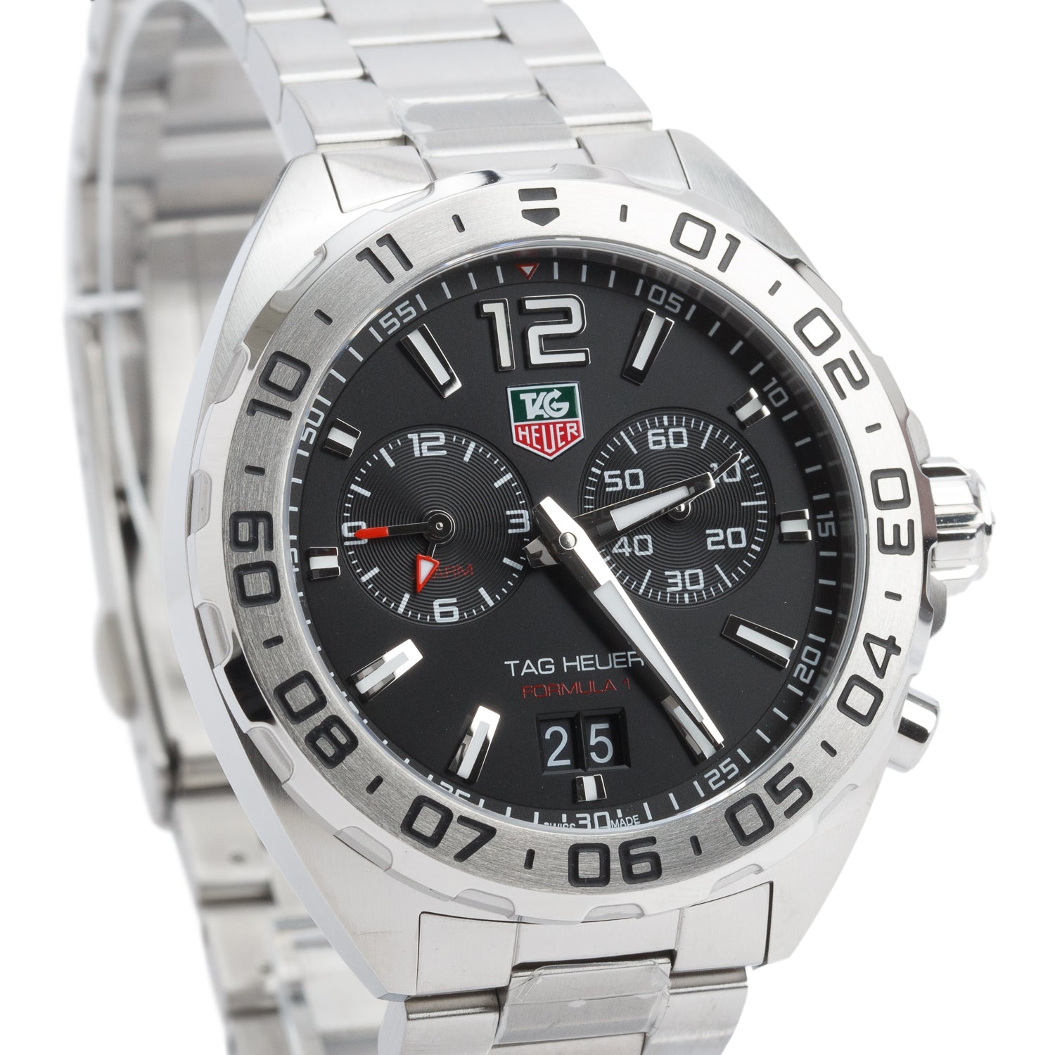Tag Heuer Stainless Steel Formula 1 Date 41 MM Quartz Watch Black Dial WAZ111A w/ Box & Papers