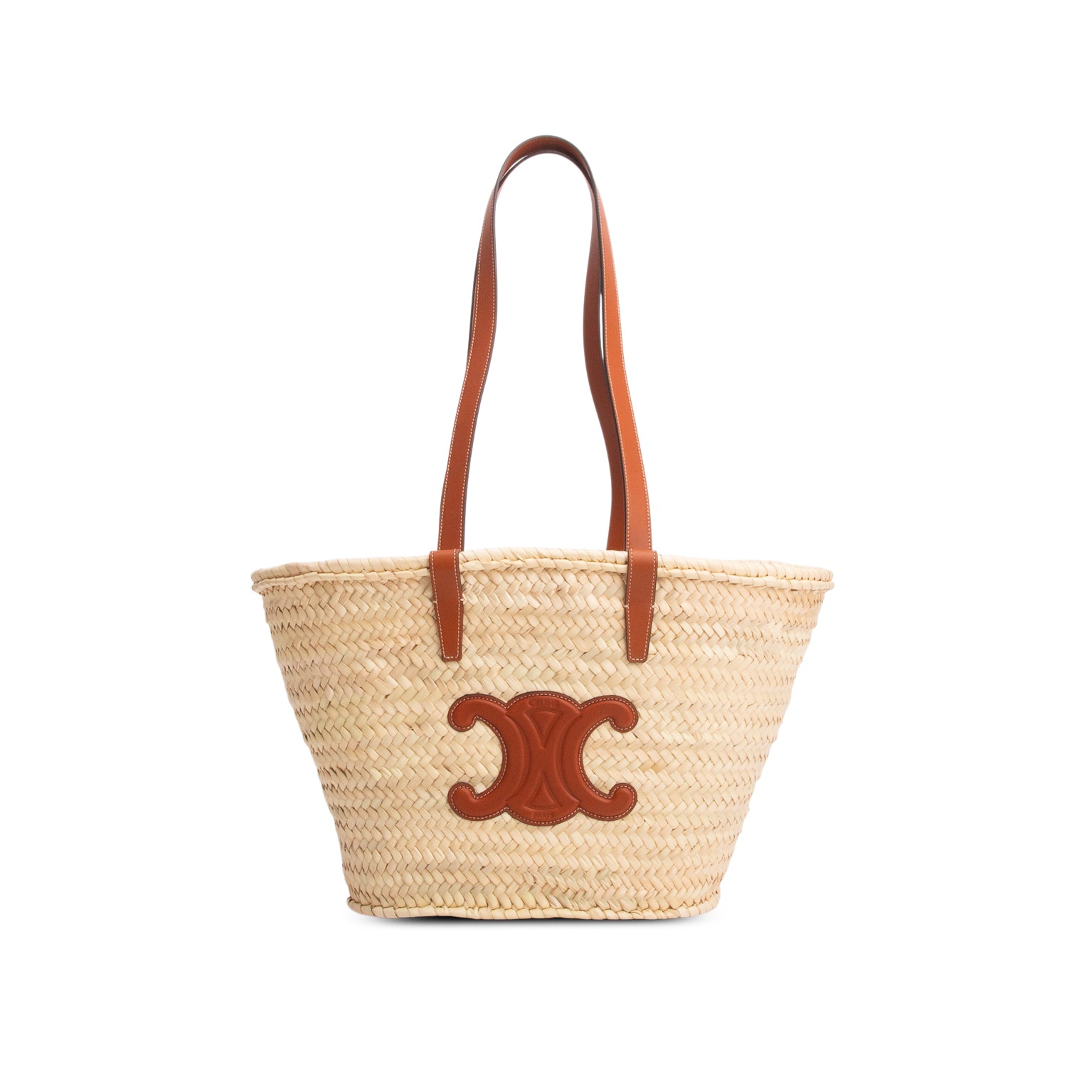 Celine Raffia Calfskin Triomphe Medium Classic Panier