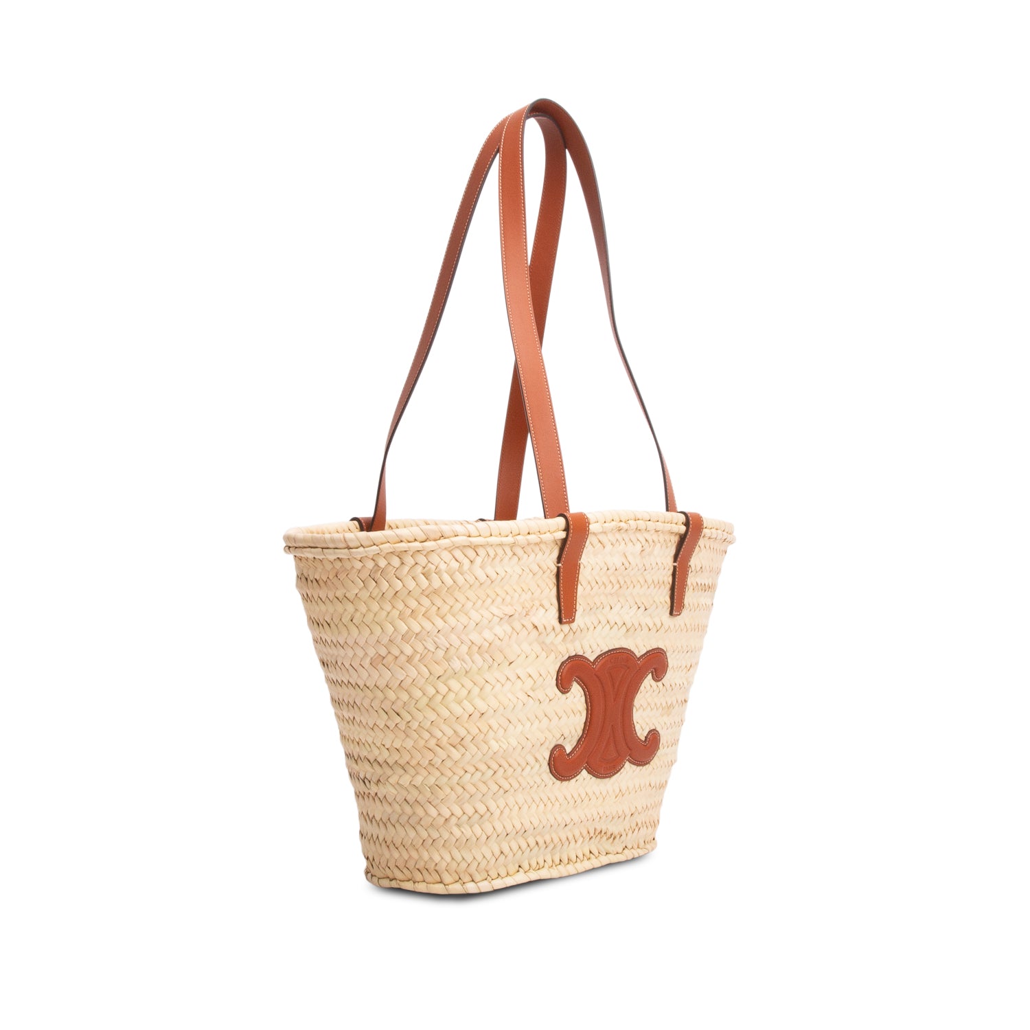 Celine Raffia Calfskin Triomphe Medium Classic Panier