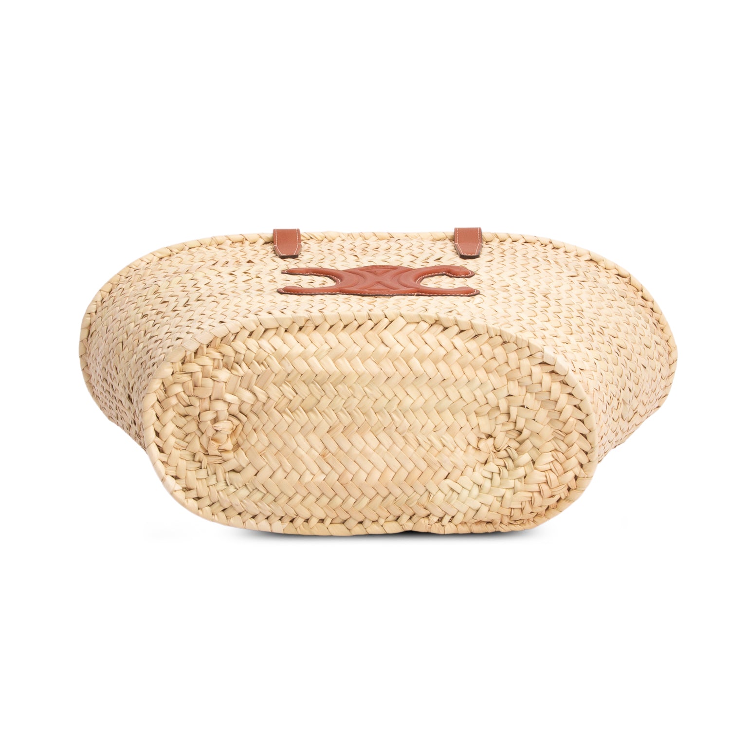 Celine Raffia Calfskin Triomphe Medium Classic Panier