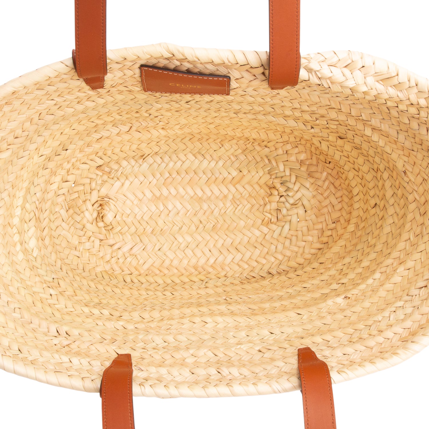 Celine Raffia Calfskin Triomphe Medium Classic Panier