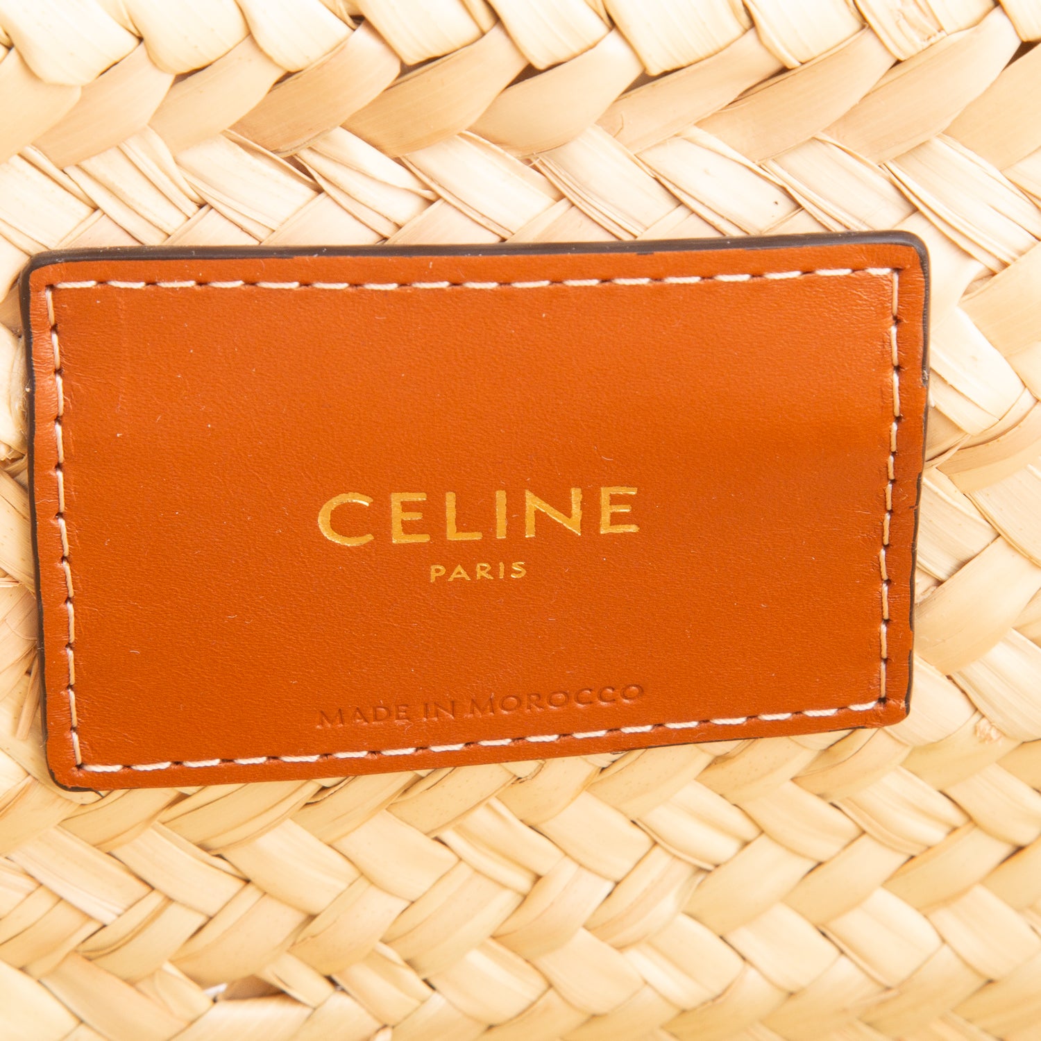 Celine Raffia Calfskin Triomphe Medium Classic Panier