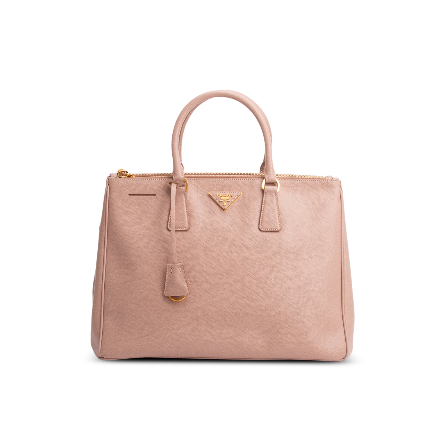 Prada Pink Saffiano Lux Large Double Zip Galleria Tote