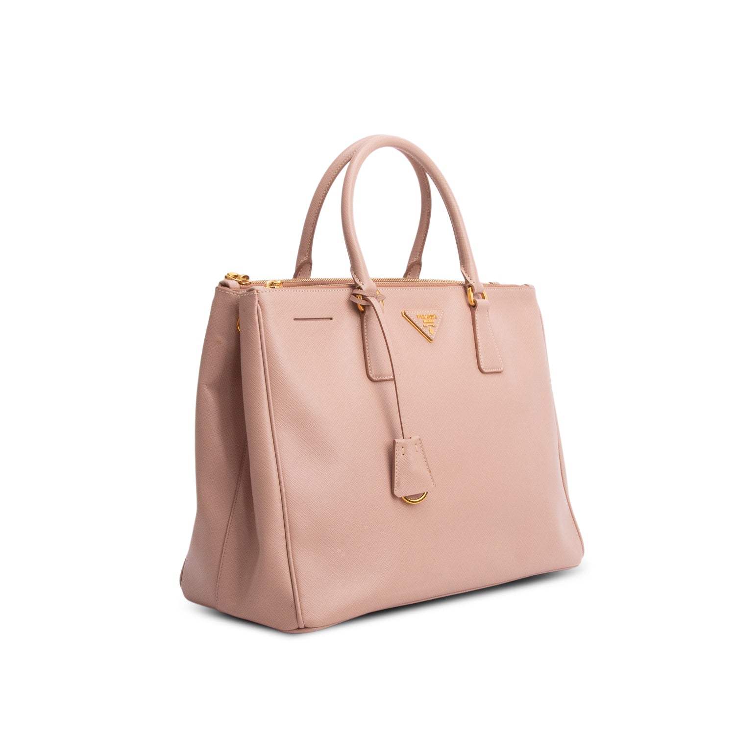 Prada Pink Saffiano Lux Large Double Zip Galleria Tote