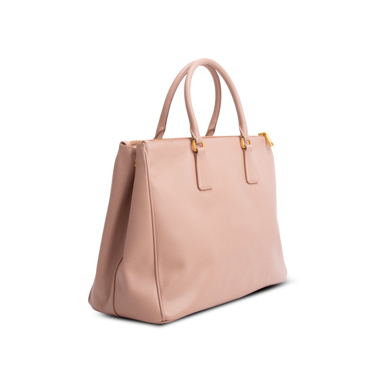 Prada Pink Saffiano Lux Large Double Zip Galleria Tote
