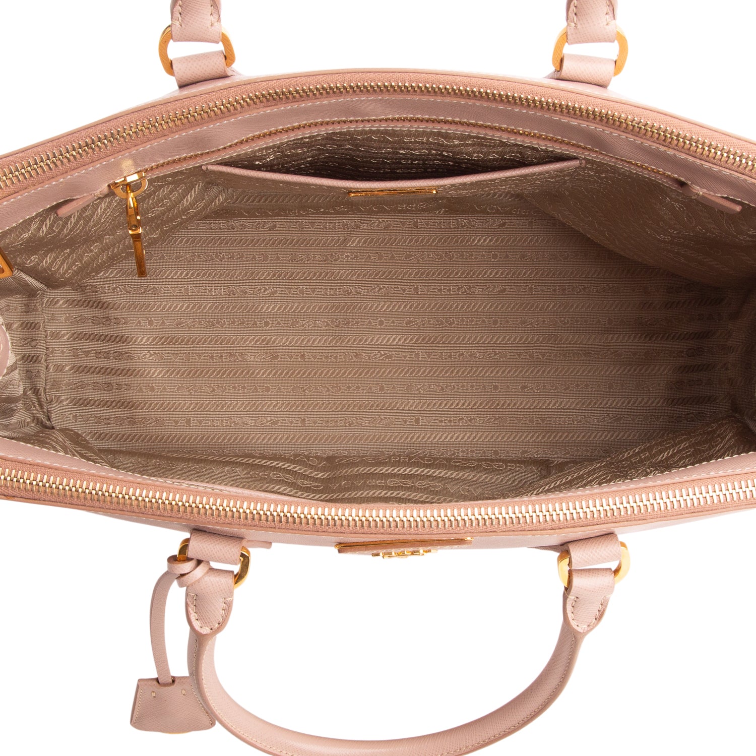 Prada Pink Saffiano Lux Large Double Zip Galleria Tote