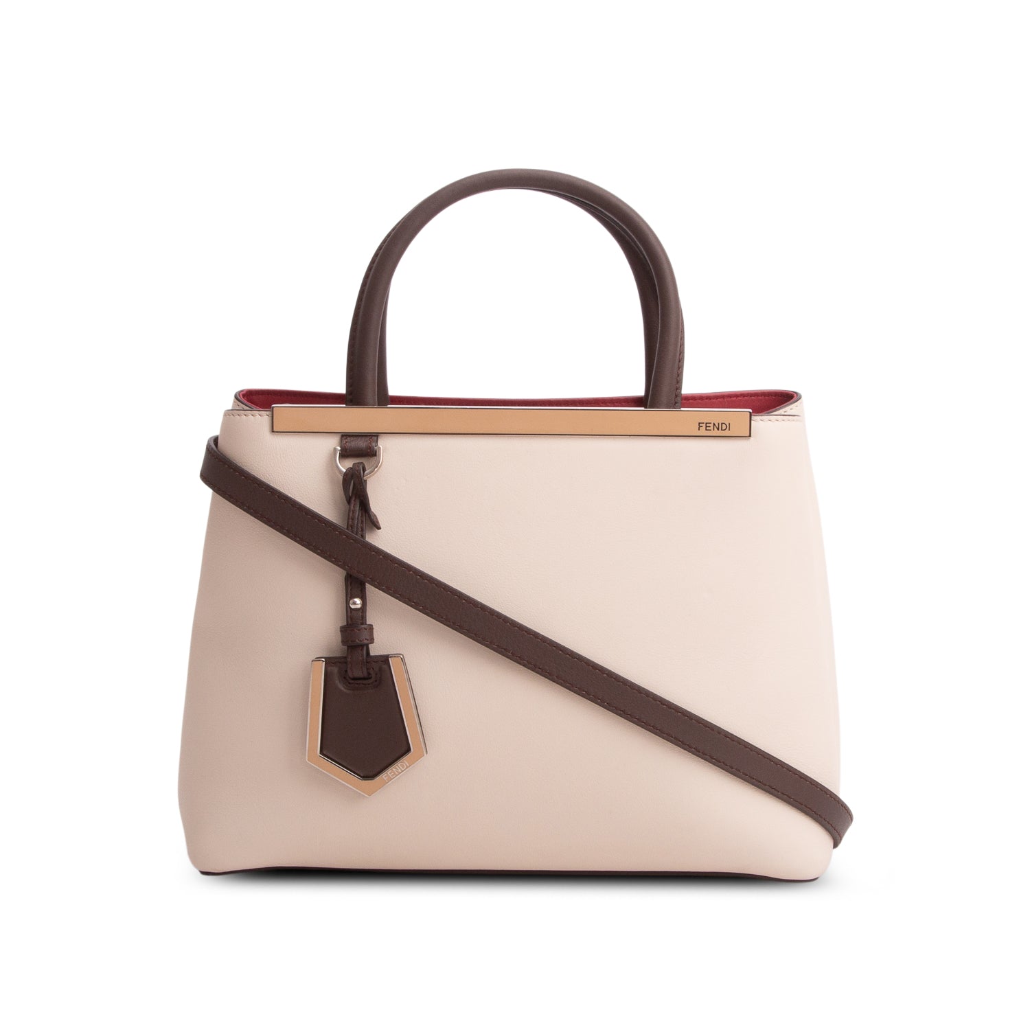 Fendi Creme Vitello Elite Leather Petite 2Jours Tote w/ Straps