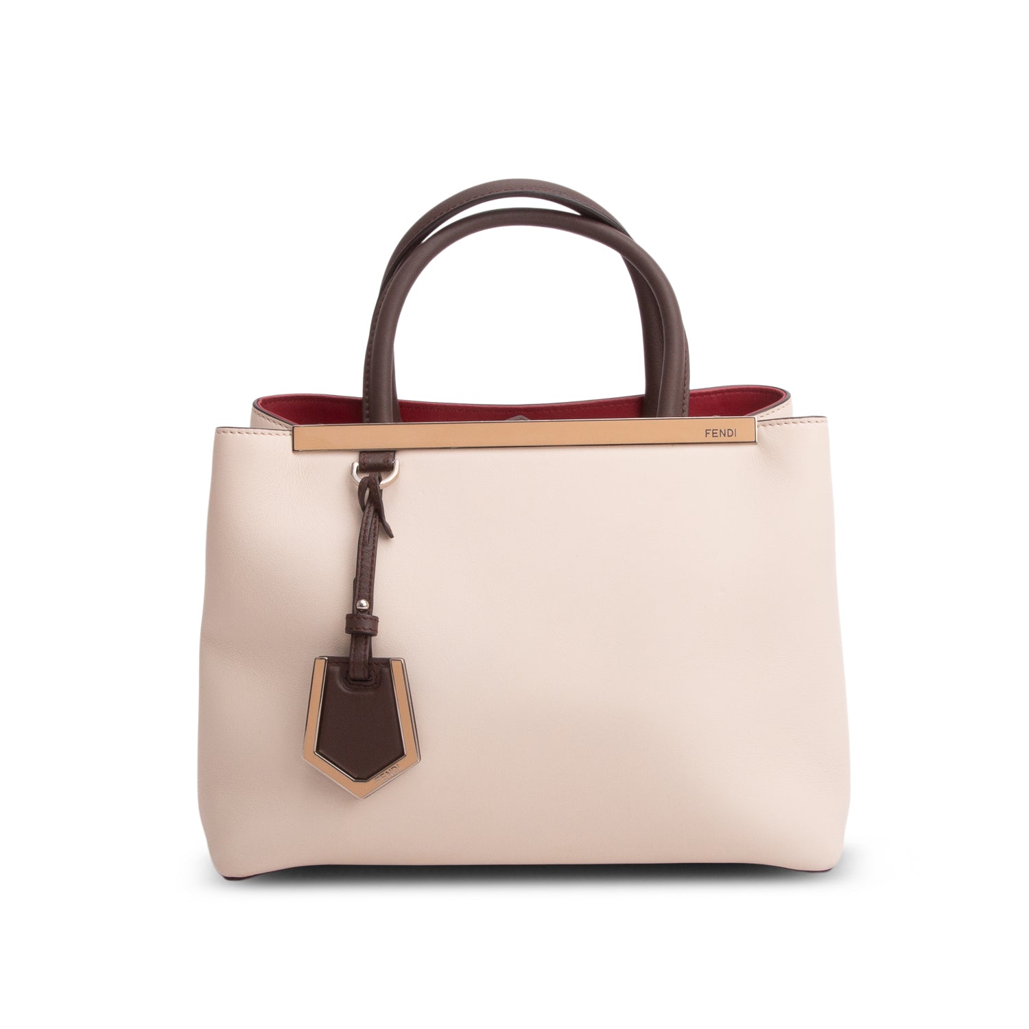 Fendi Creme Vitello Elite Leather Petite 2Jours Tote w/ Straps