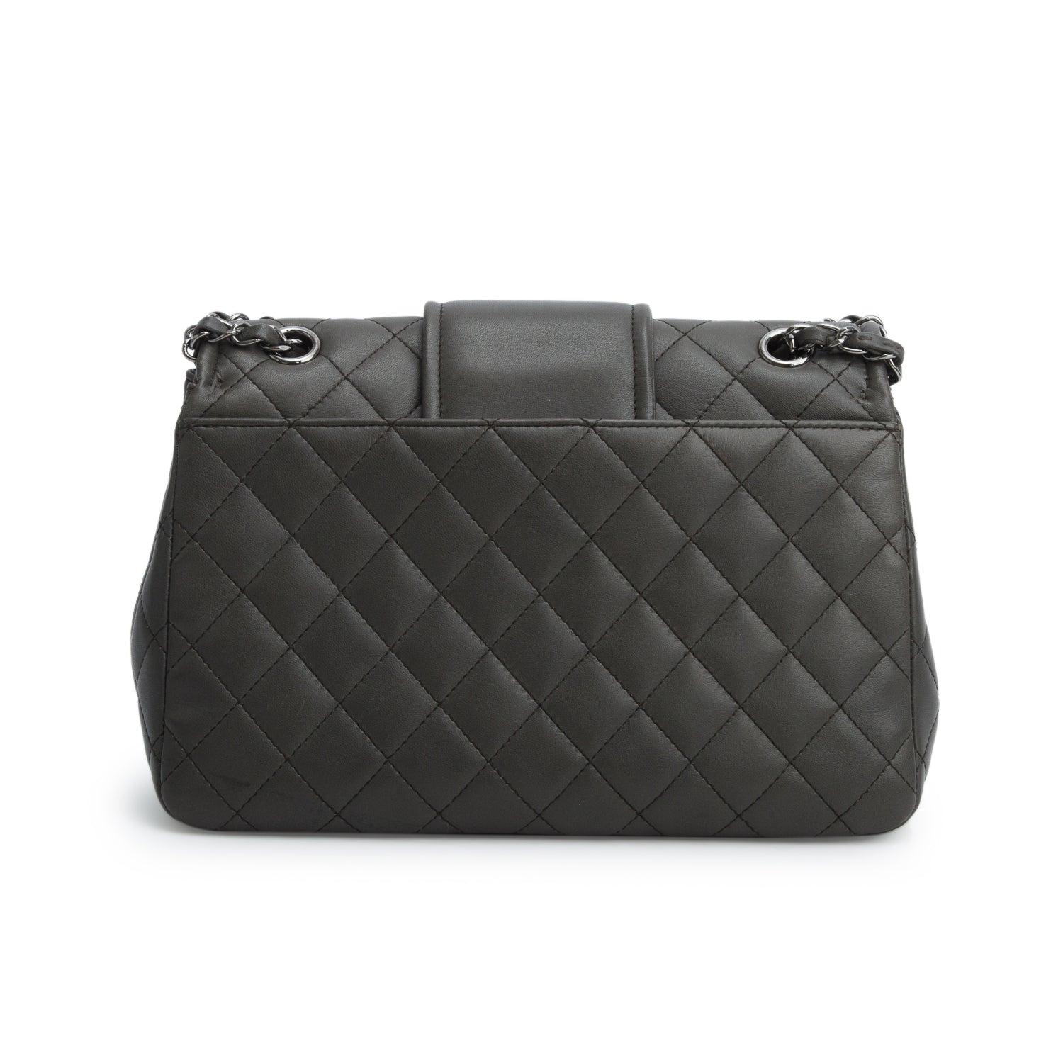 Chanel Grey Lambskin Quilted Elementary Chic Flap Bag w/ Authenticity Card