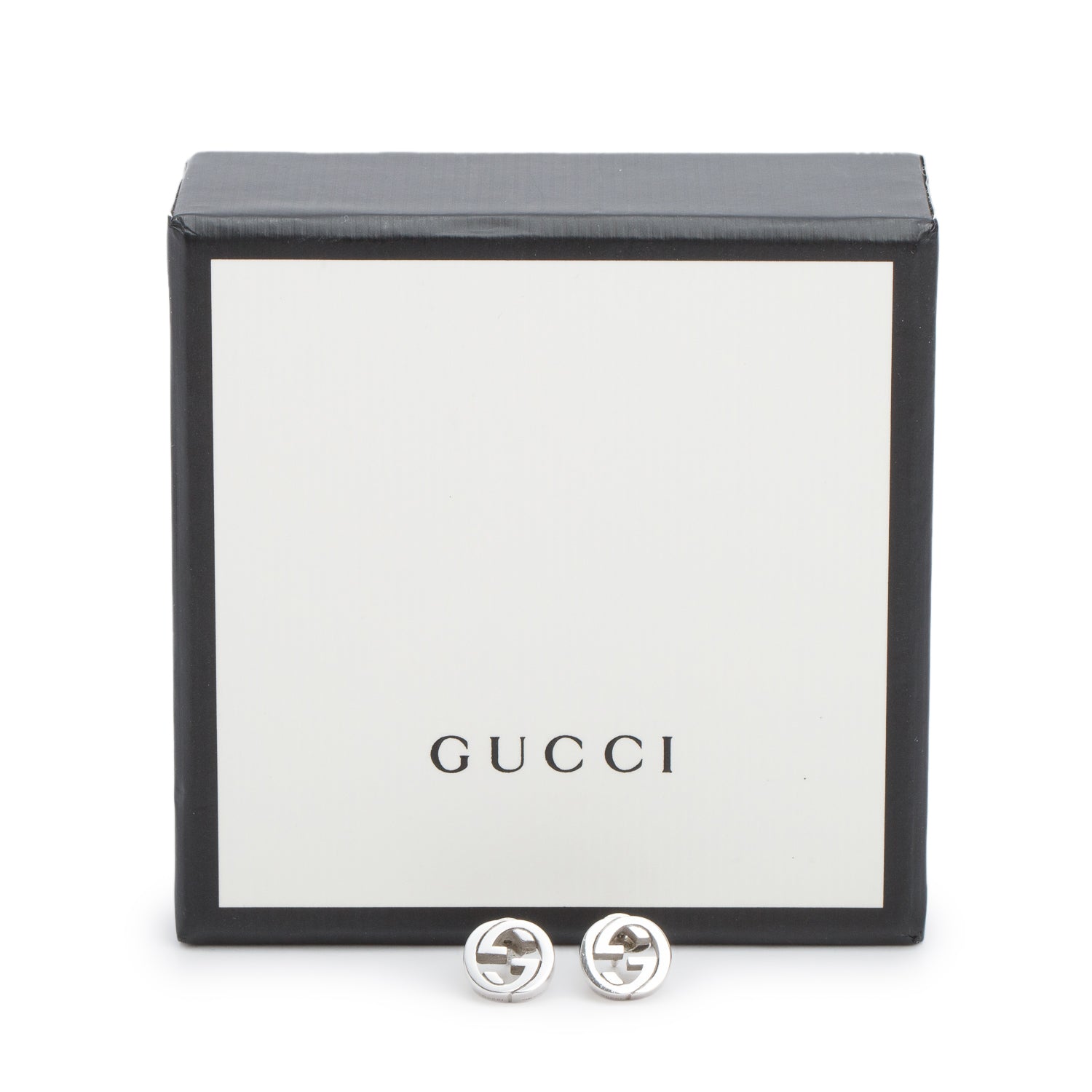 Gucci Sterling Silver Interlocking G Stud Earrings w/ Box