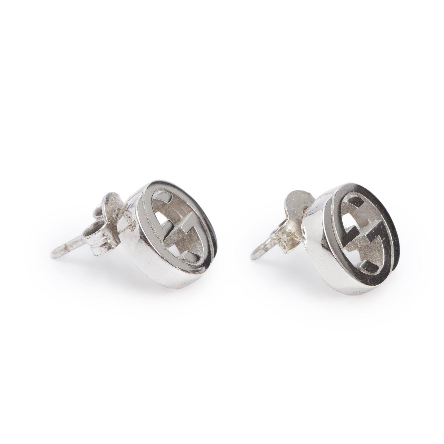 Gucci Sterling Silver Interlocking G Stud Earrings w/ Box