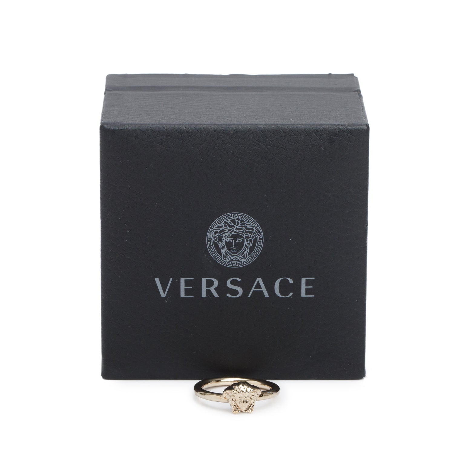 Versace Gold-Plated Metal La Medusa Cocktail Ring, Size 9 w/ Box