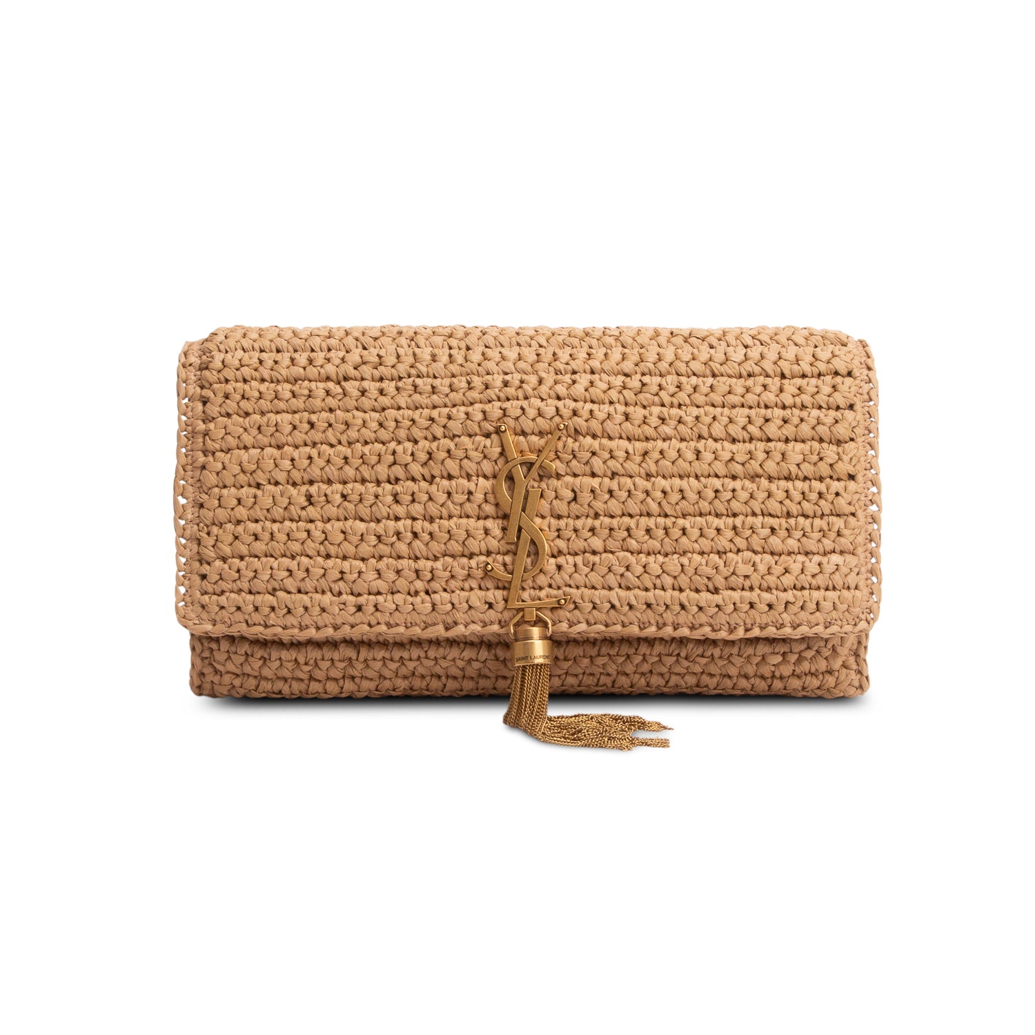 Saint Laurent 2025 Raffia Monogram Tassel Kate 99 w/ Straps