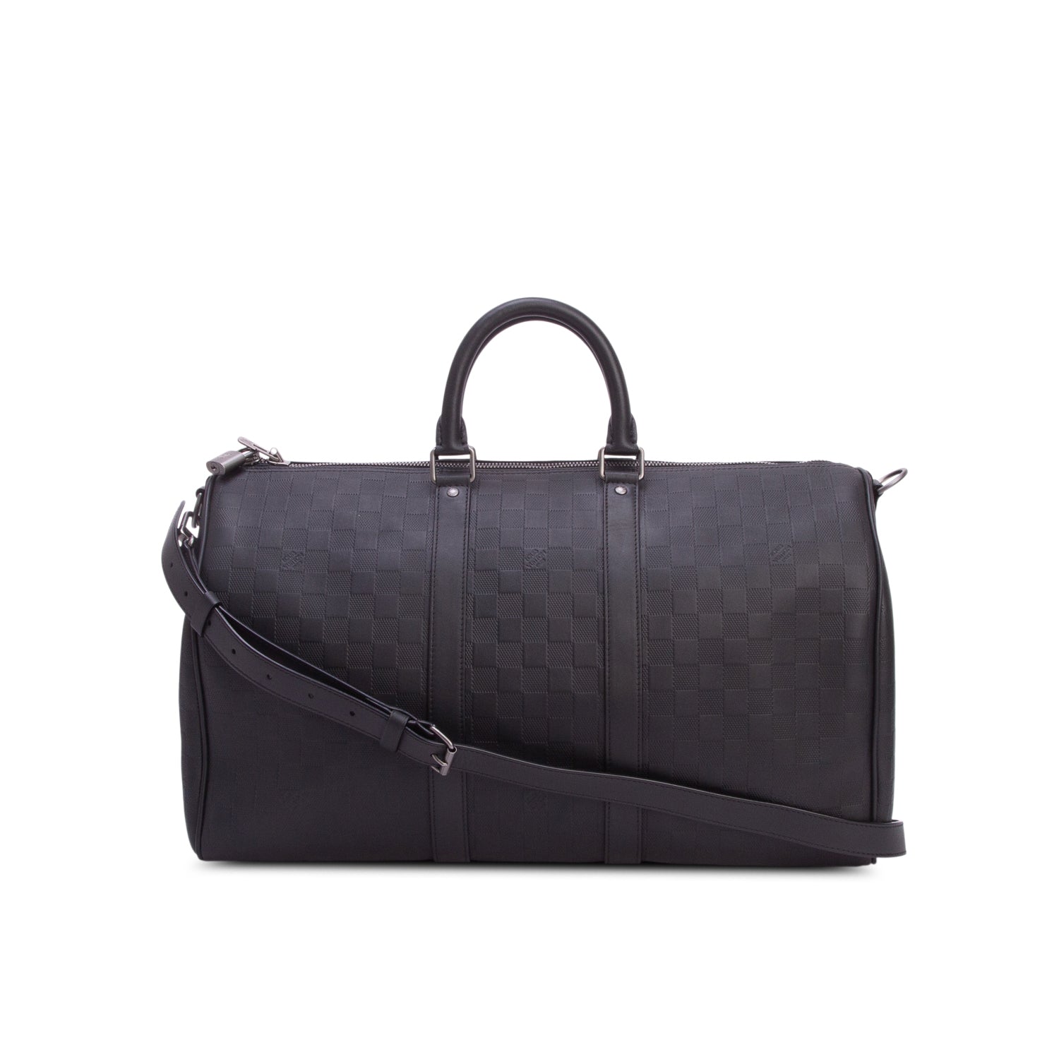 Louis Vuitton Black Damier Infini Keepall Bandouliere 45 w/ Box & Receipt