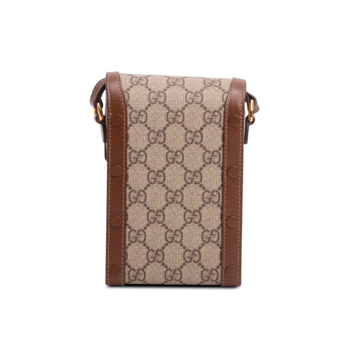 Gucci Brown GG Supreme Monogram Mini Horsebit 1955 Crossbody Bag w/ Box