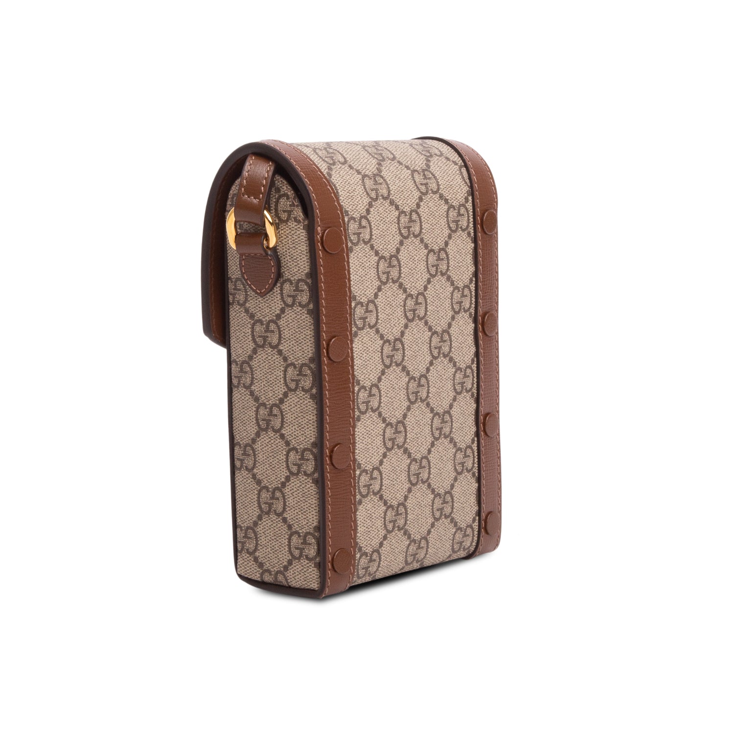 Gucci Brown GG Supreme Monogram Mini Horsebit 1955 Crossbody Bag w/ Box