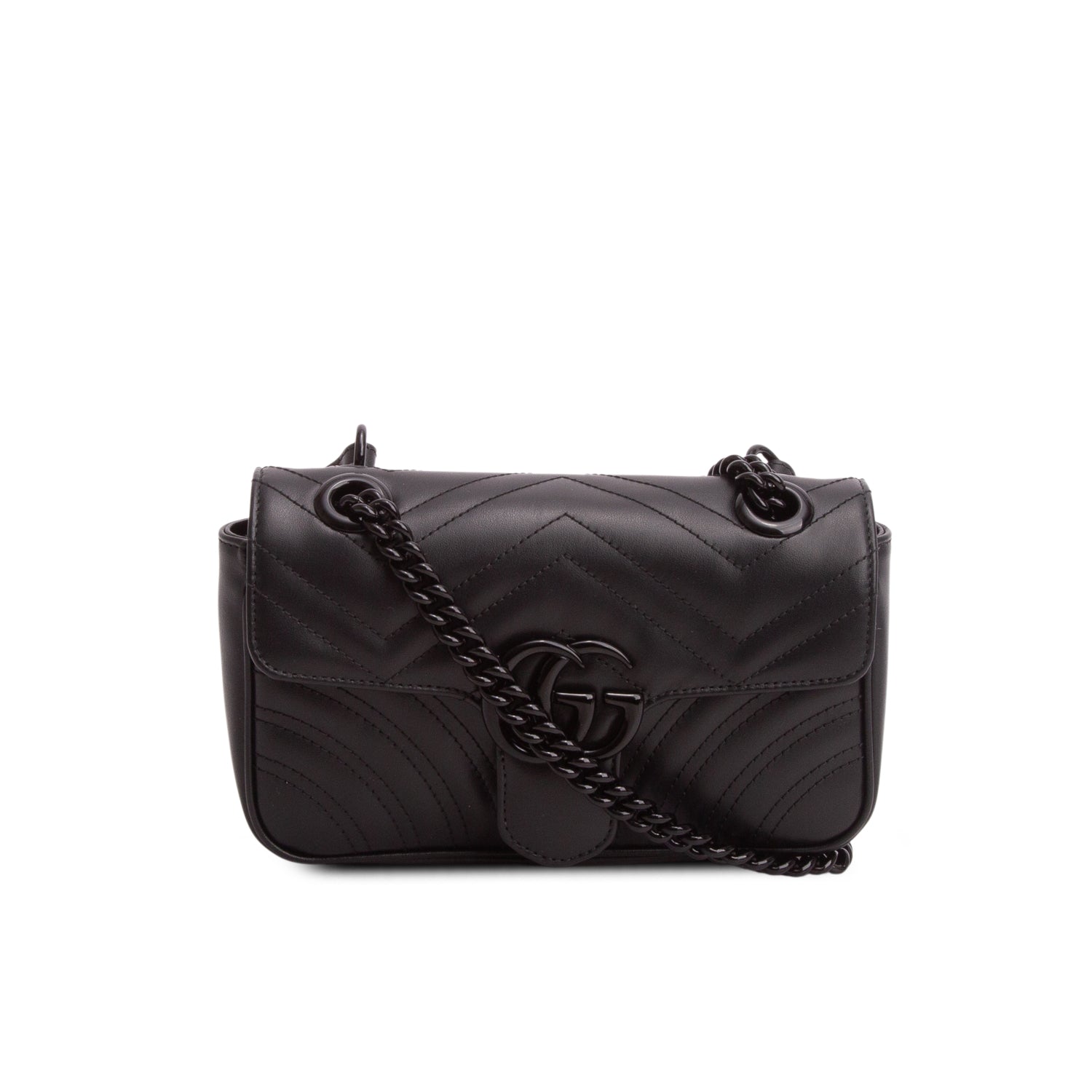 Gucci Black GG Marmont Matelasse Monochrome Small Shoulder Bag w/ Box