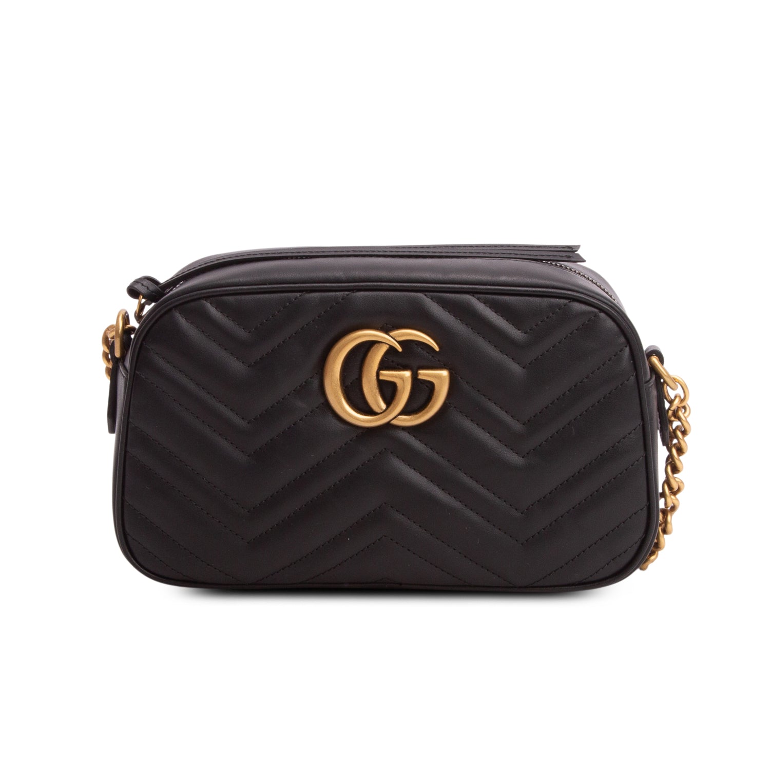 Gucci Black GG Marmont Matelasse Small Camera Bag w/ Box