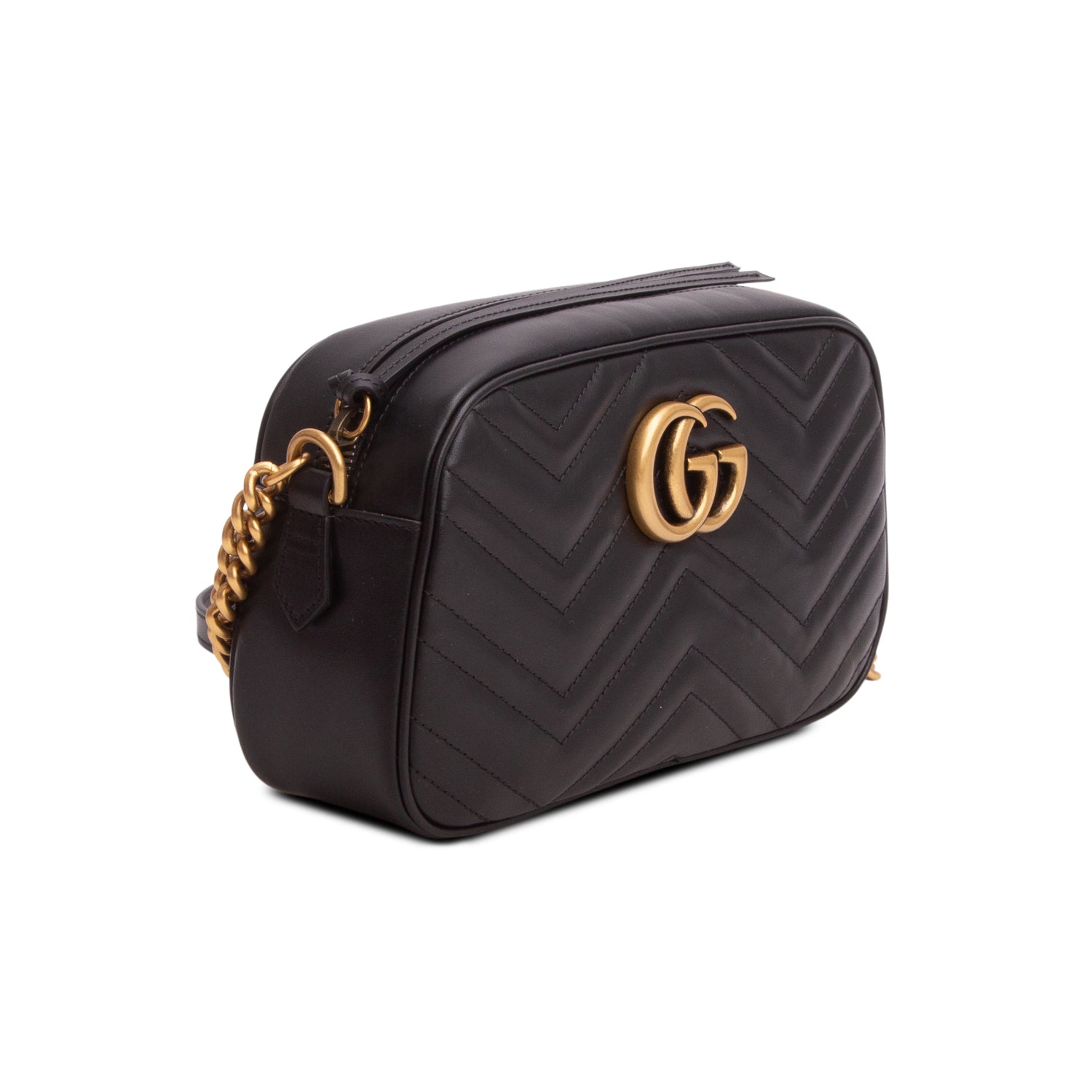 Gucci Black GG Marmont Matelasse Small Camera Bag w/ Box