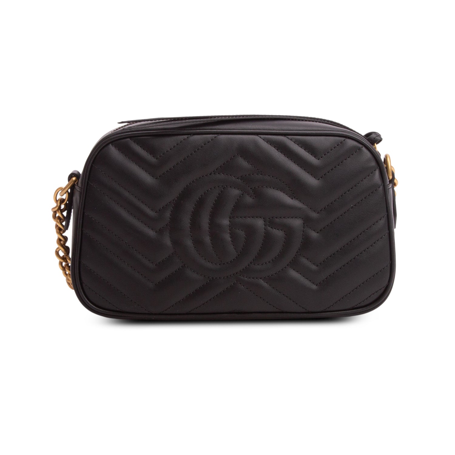 Gucci Black GG Marmont Matelasse Small Camera Bag w/ Box