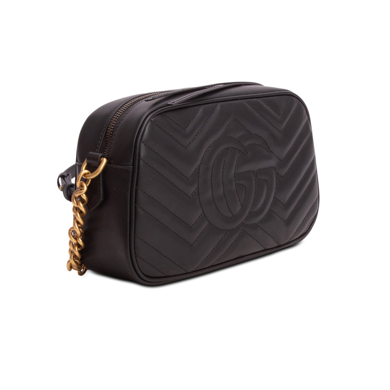 Gucci Black GG Marmont Matelasse Small Camera Bag w/ Box