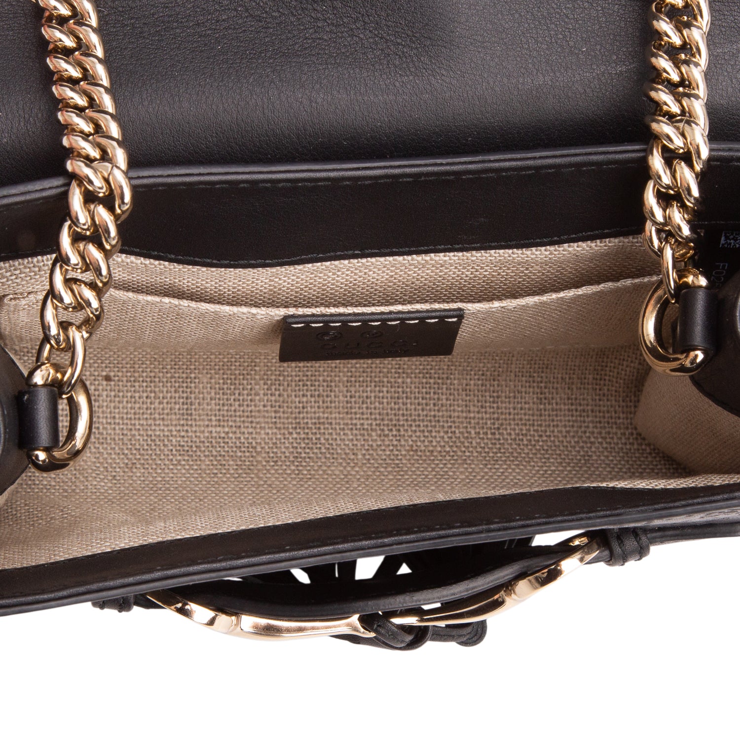 Gucci Black Leather Signature Mini Emily Horsebit Bag