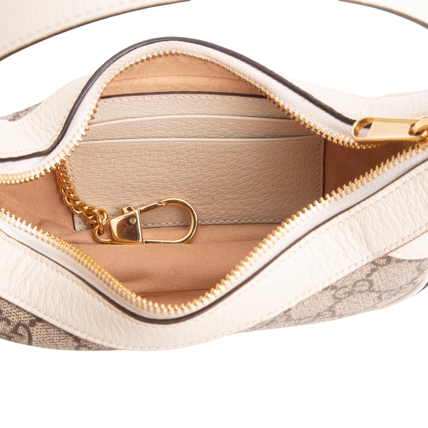 Gucci GG Supreme Monogram Textured Calfskin Web Mini Ophidia Half Moon Hobo