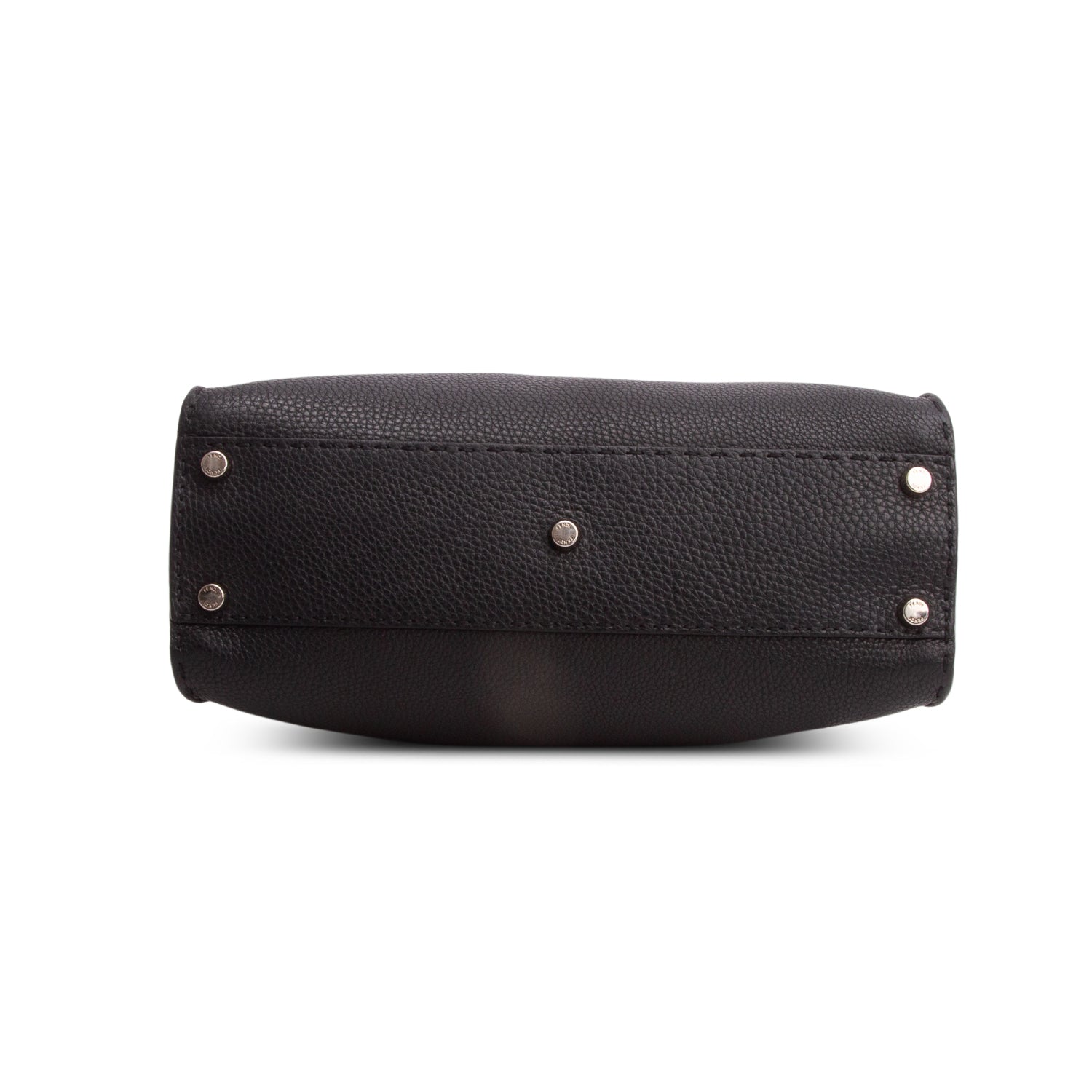 Fendi Black Cuioio Romano Selleria Medium Peekaboo Iconic Satchel w/ Strap