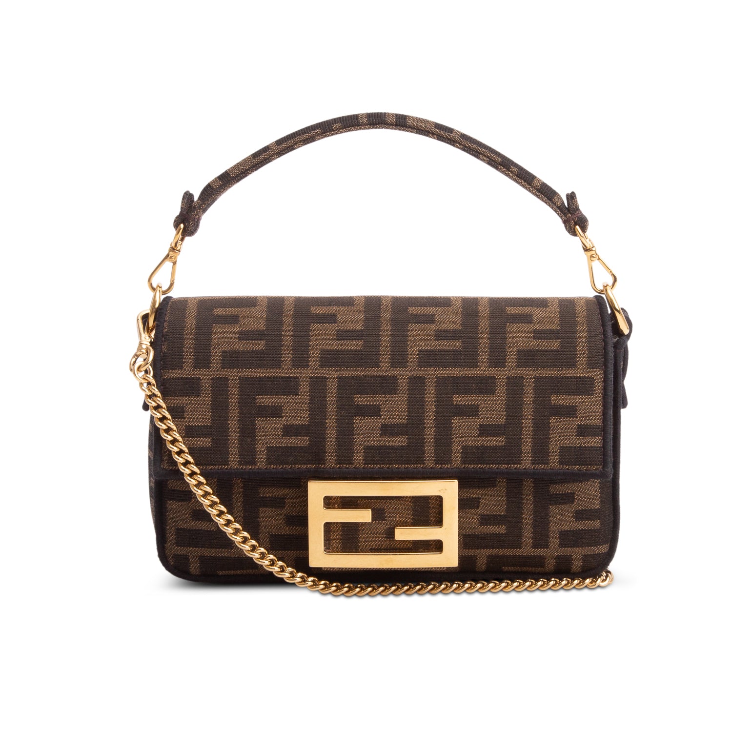 Fendi Fabric Jacquard FF 1974 Mini Baguette w/ Straps