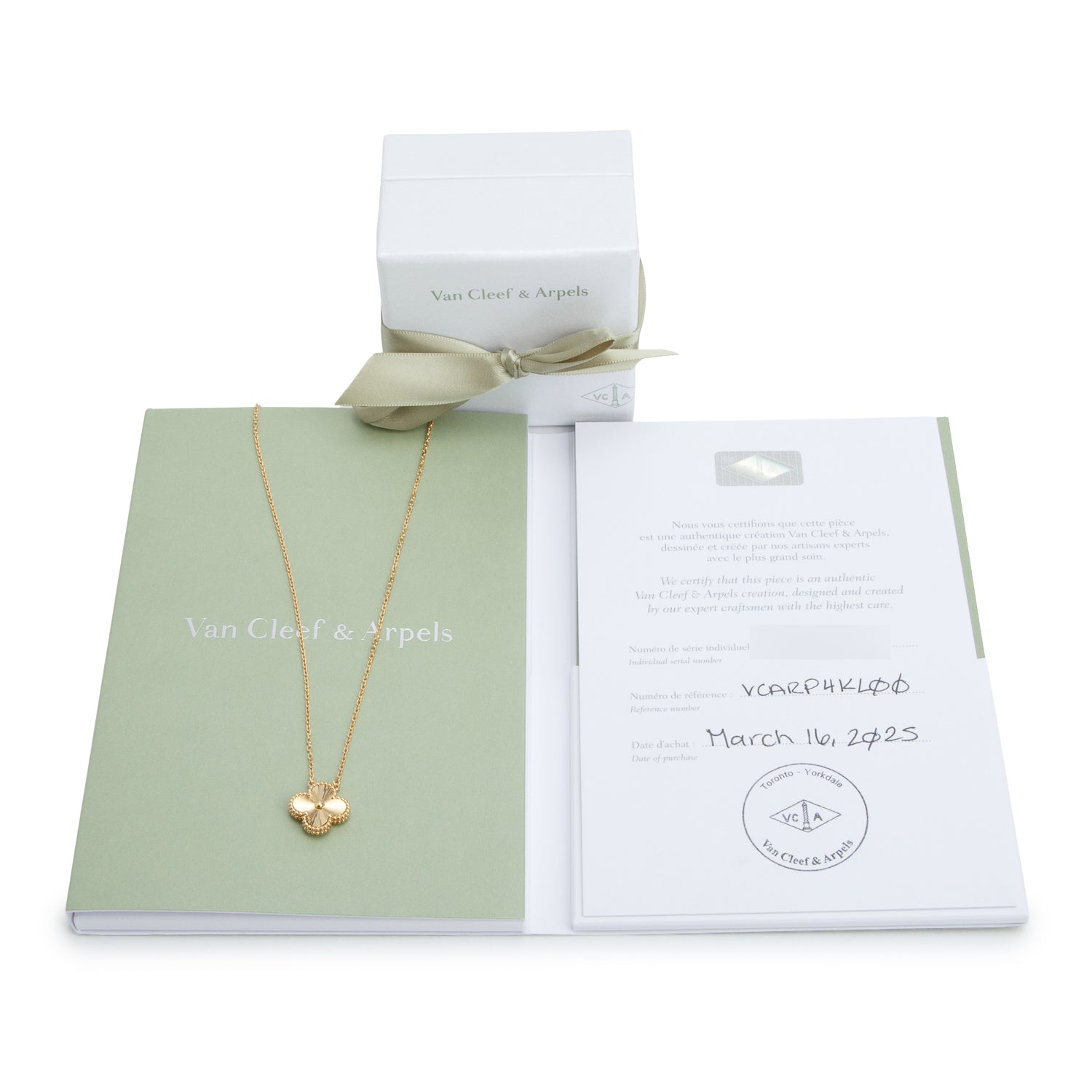 Van Cleef & Arpels 2025 18k Yellow Gold Vintage Alhambra Guilloche Pendant Necklace w/ Box & Certificate