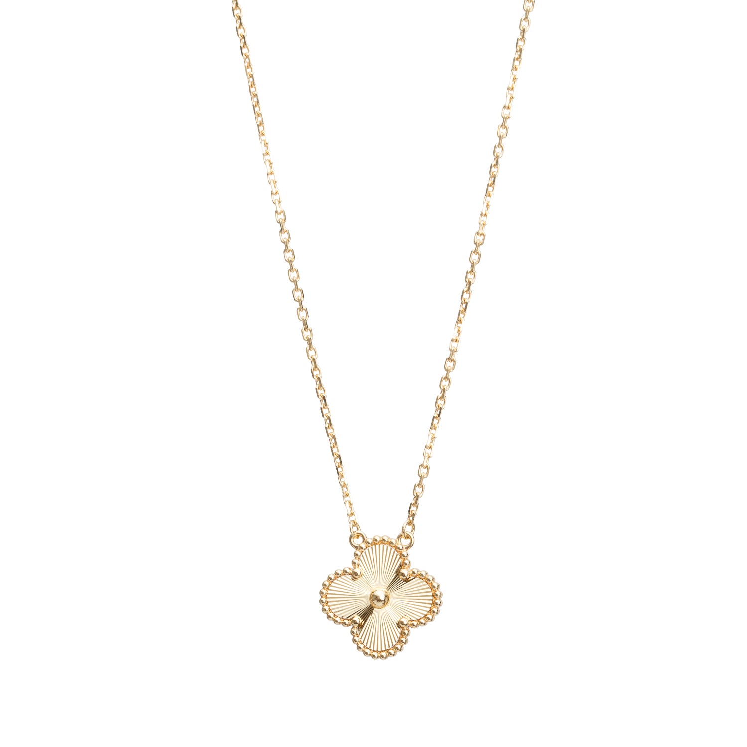 Van Cleef & Arpels 2025 18k Yellow Gold Vintage Alhambra Guilloche Pendant Necklace w/ Box & Certificate