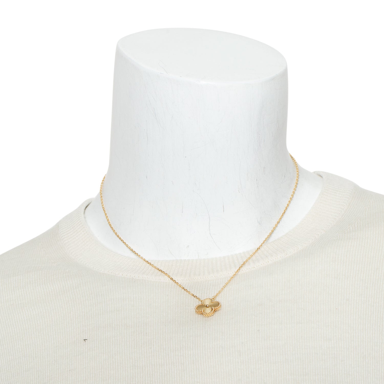 Van Cleef & Arpels 2025 18k Yellow Gold Vintage Alhambra Guilloche Pendant Necklace w/ Box & Certificate