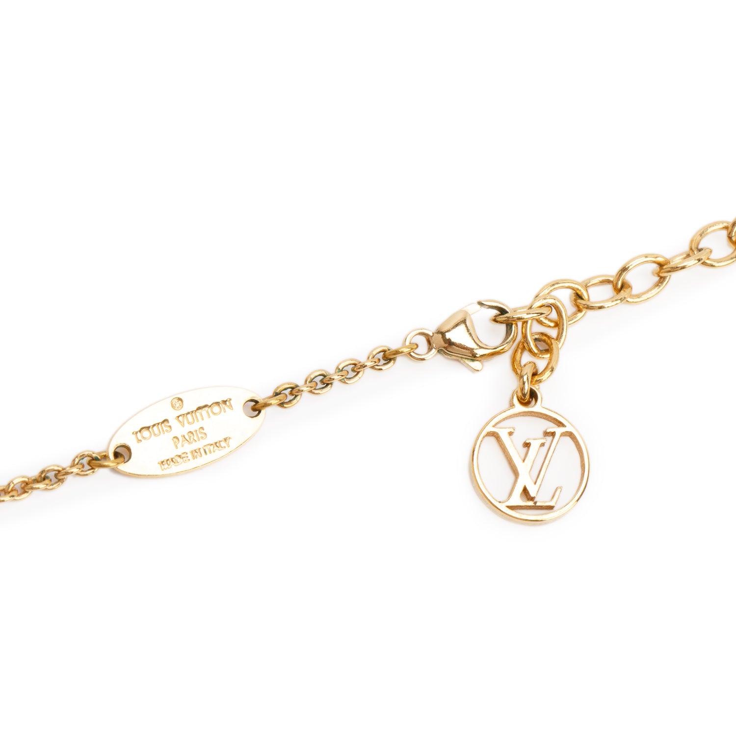 Louis Vuitton 2021 Gold-Tone Metal Essential V Pendant Necklace w/ Box