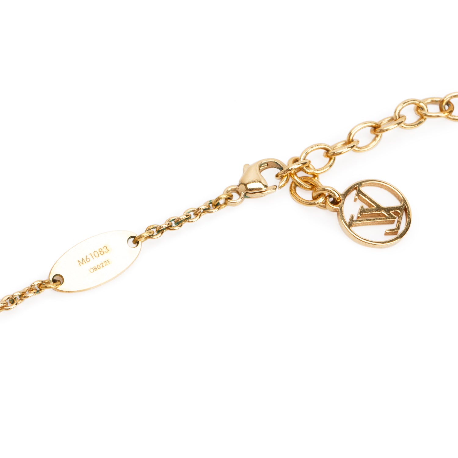 Louis Vuitton 2021 Gold-Tone Metal Essential V Pendant Necklace w/ Box