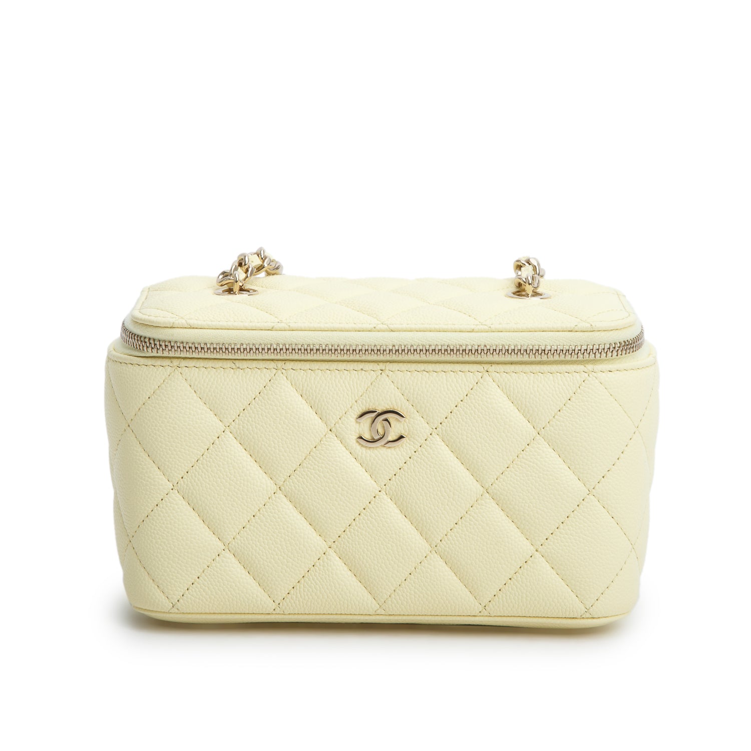 Chanel Yellow Caviar Quilted Leather Small Vanity Case