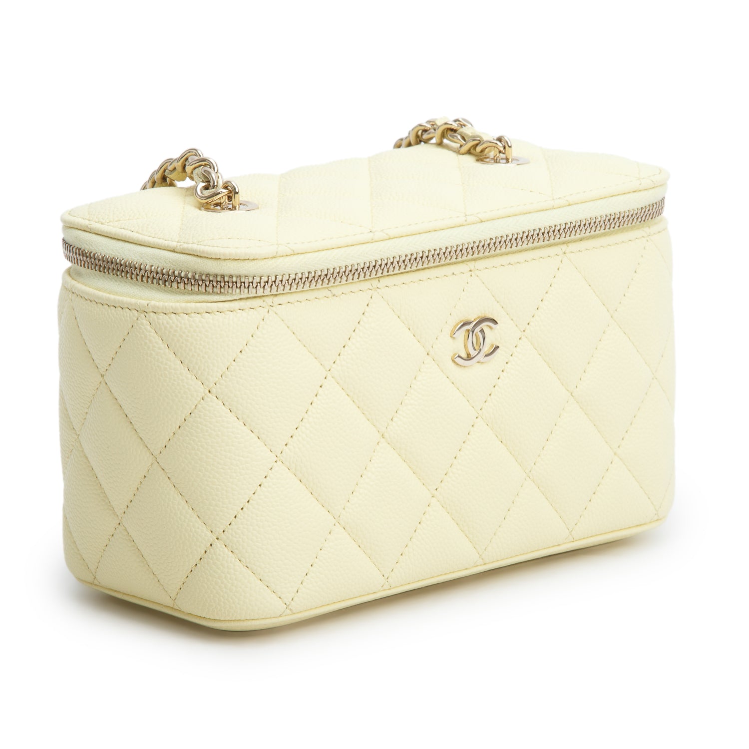 Chanel Yellow Caviar Quilted Leather Small Vanity Case
