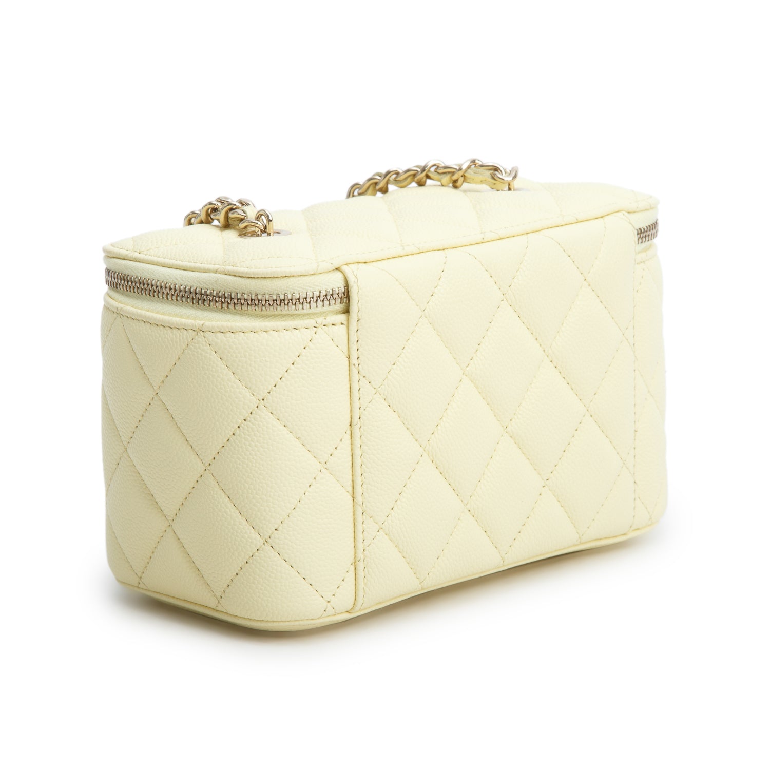 Chanel Yellow Caviar Quilted Leather Small Vanity Case